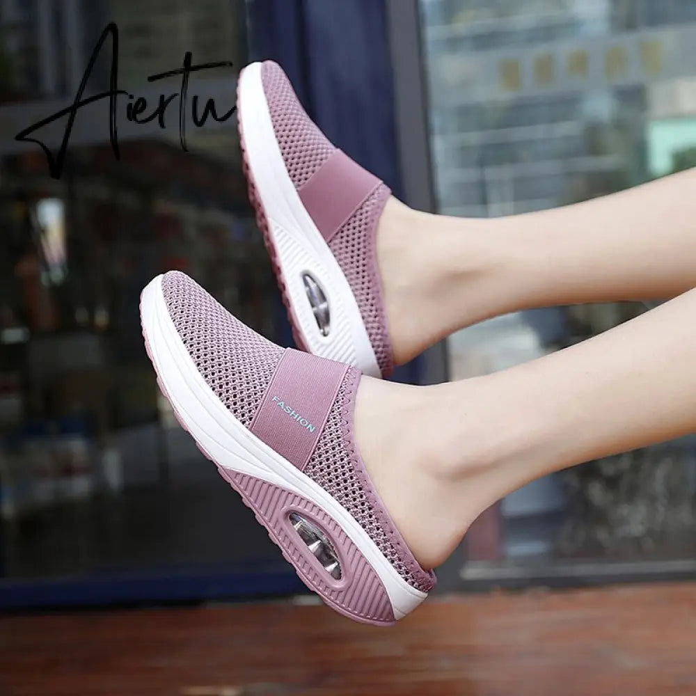 Aiertu Mesh Sandals Women Shoes Women Head Semi-Slipper Outdoor Breathable Light Walking Platform Shoes Slides Zapatos De Mujer Aiertu