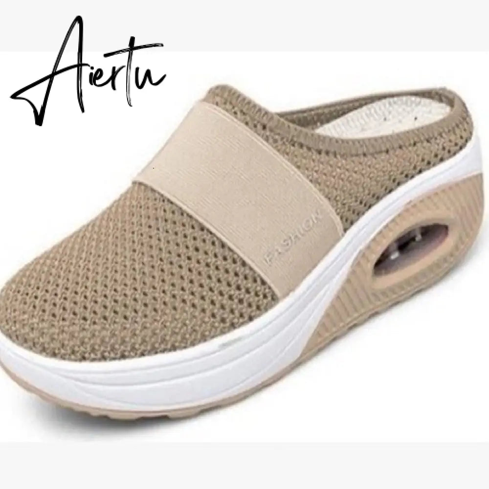 Aiertu Mesh Sandals Women Shoes Women Head Semi-Slipper Outdoor Breathable Light Walking Platform Shoes Slides Zapatos De Mujer Aiertu