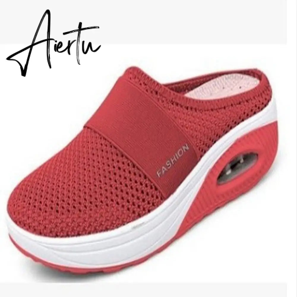 Aiertu Mesh Sandals Women Shoes Women Head Semi-Slipper Outdoor Breathable Light Walking Platform Shoes Slides Zapatos De Mujer Aiertu