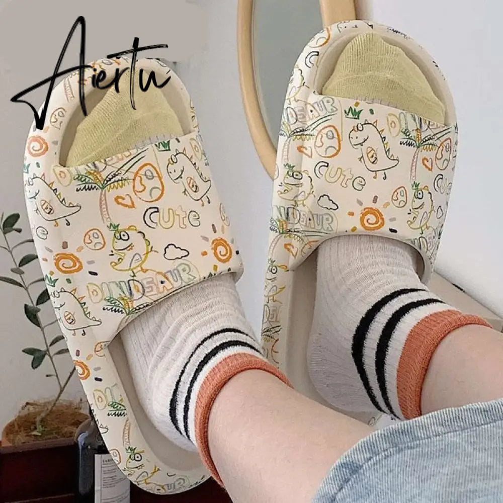 Aiertu New Arrivals Slippers For Women Indoor Home Summer Student Soft Sole Slides Fashion Ins Cartoon Graffiti Flip Flops Aiertu