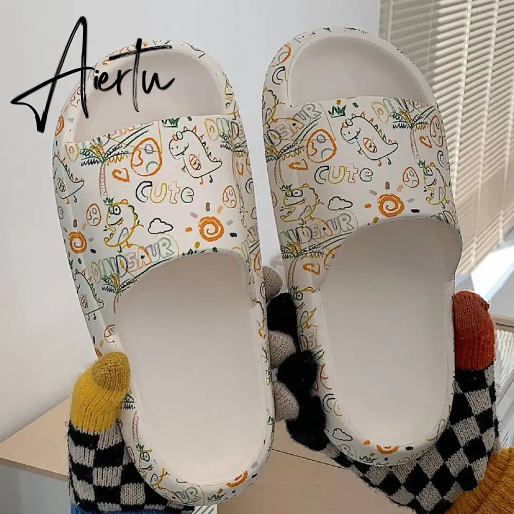 Aiertu New Arrivals Slippers For Women Indoor Home Summer Student Soft Sole Slides Fashion Ins Cartoon Graffiti Flip Flops Aiertu