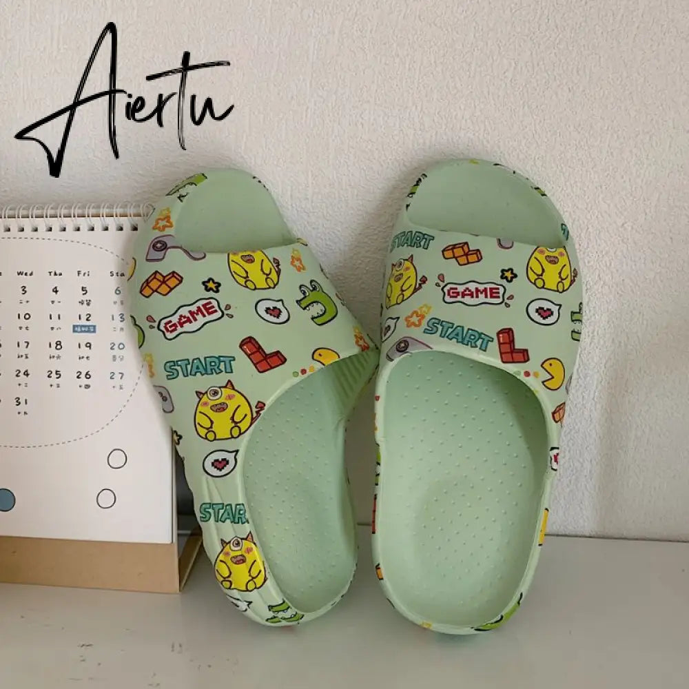 Aiertu New Arrivals Slippers For Women Indoor Home Summer Student Soft Sole Slides Fashion Ins Cartoon Graffiti Flip Flops Aiertu