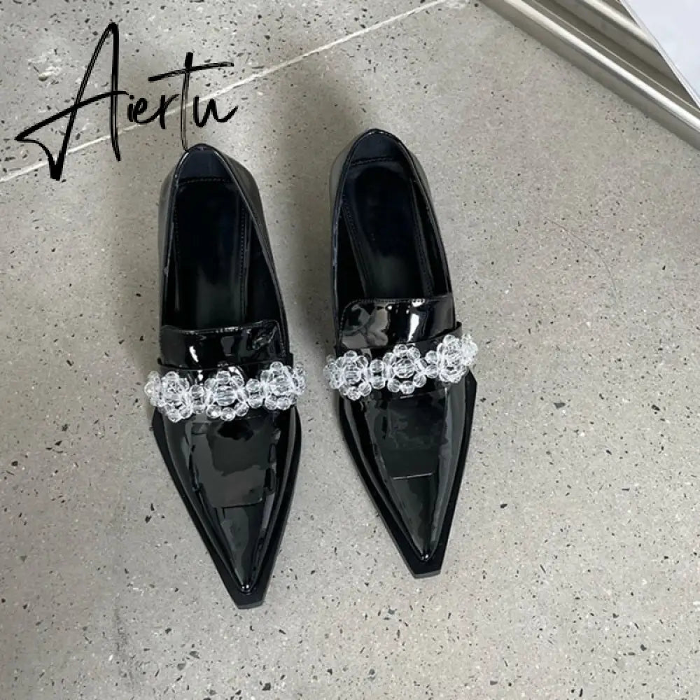 Aiertu New Brand Women Pumps Fashion Low Round Heel Ladies Slingback Pointed Toe Slip On Oxford Shoes Casual Office Shoe Aiertu