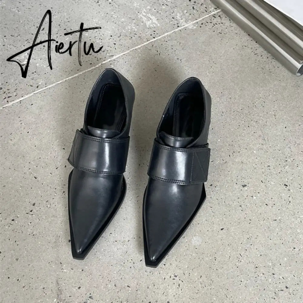 Aiertu New Brand Women Pumps Fashion Low Round Heel Ladies Slingback Pointed Toe Slip On Oxford Shoes Casual Office Shoe Aiertu