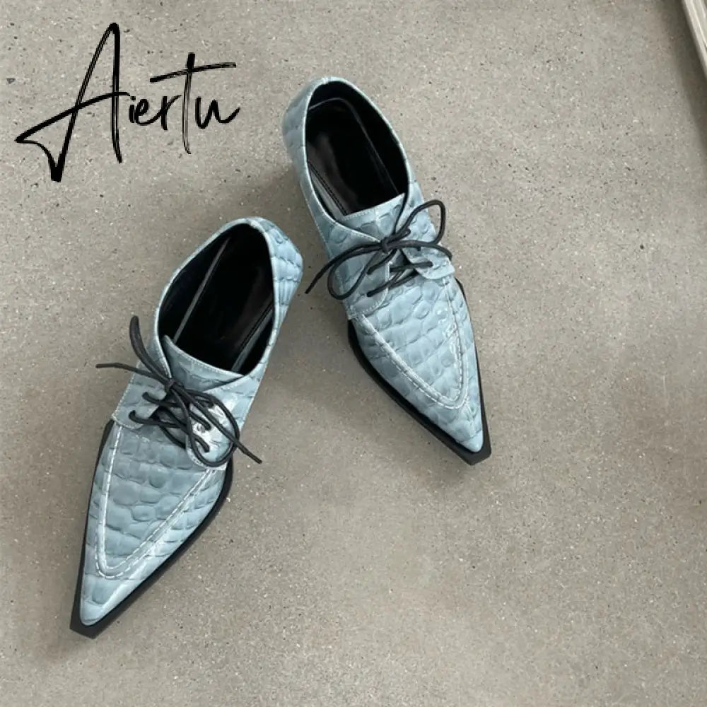 Aiertu New Brand Women Pumps Fashion Low Round Heel Ladies Slingback Pointed Toe Slip On Oxford Shoes Casual Office Shoe Aiertu