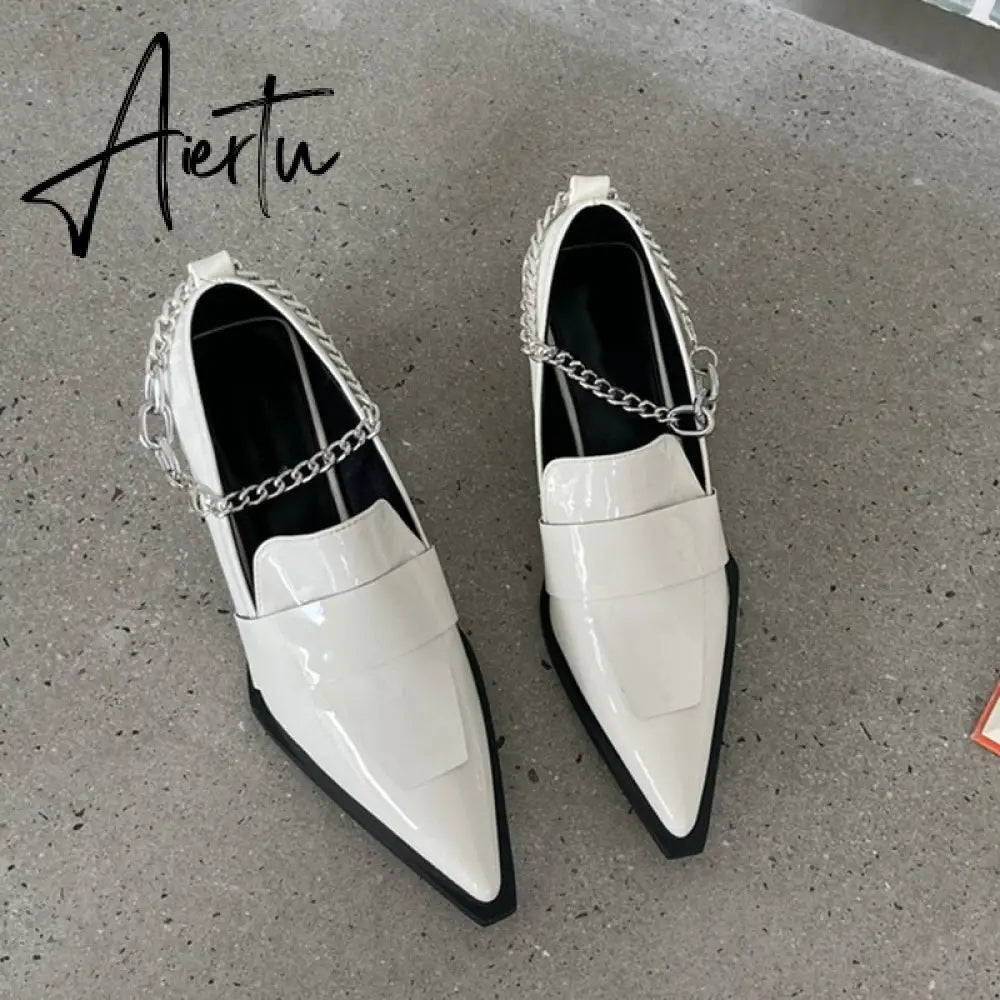 Aiertu New Brand Women Pumps Fashion Low Round Heel Ladies Slingback Pointed Toe Slip On Oxford Shoes Casual Office Shoe Aiertu