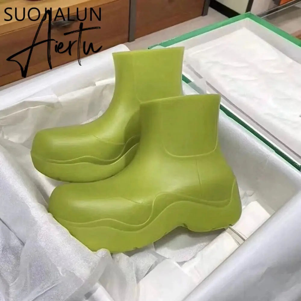 Aiertu New Brand Women Rain Boots New Rubber Ladies Walking Waterproof Ankle Rainboots Casual Thick Bottom Short Boot S Aiertu