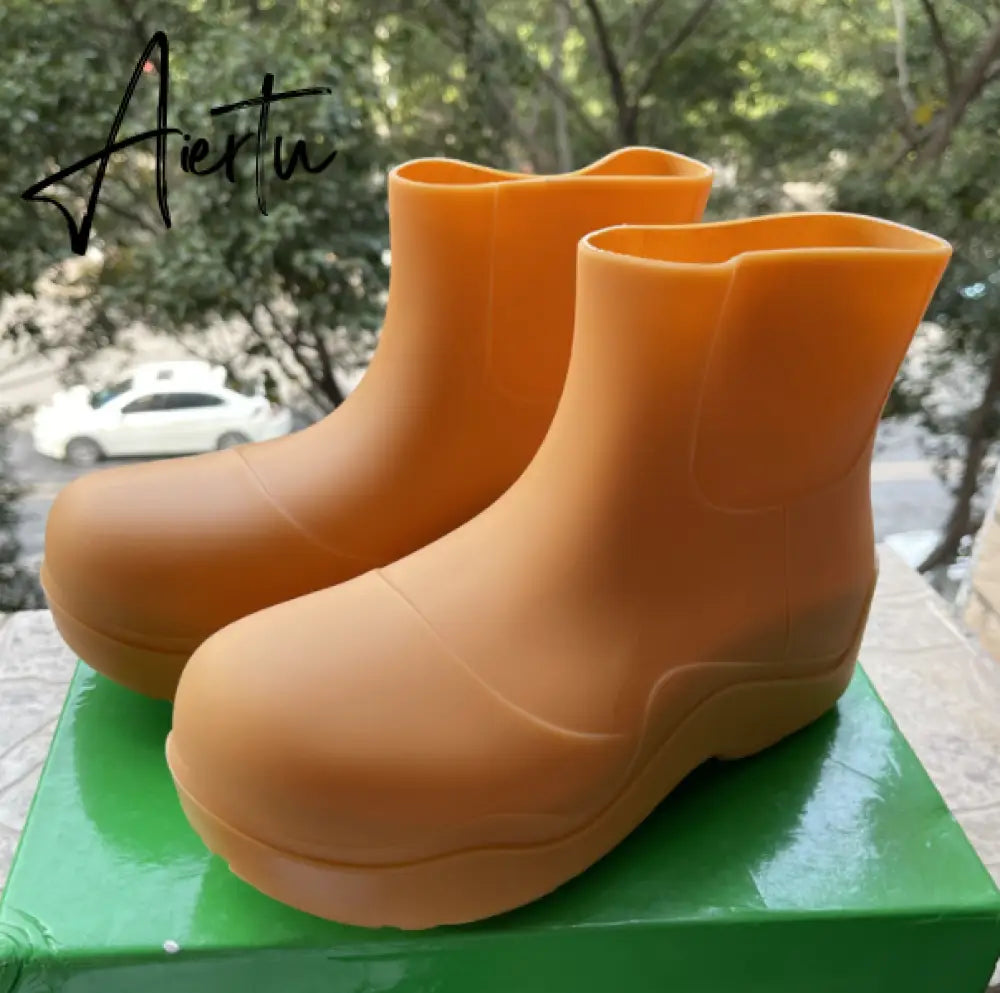 Aiertu New Brand Women Rain Boots New Rubber Ladies Walking Waterproof Ankle Rainboots Casual Thick Bottom Short Boot S Aiertu
