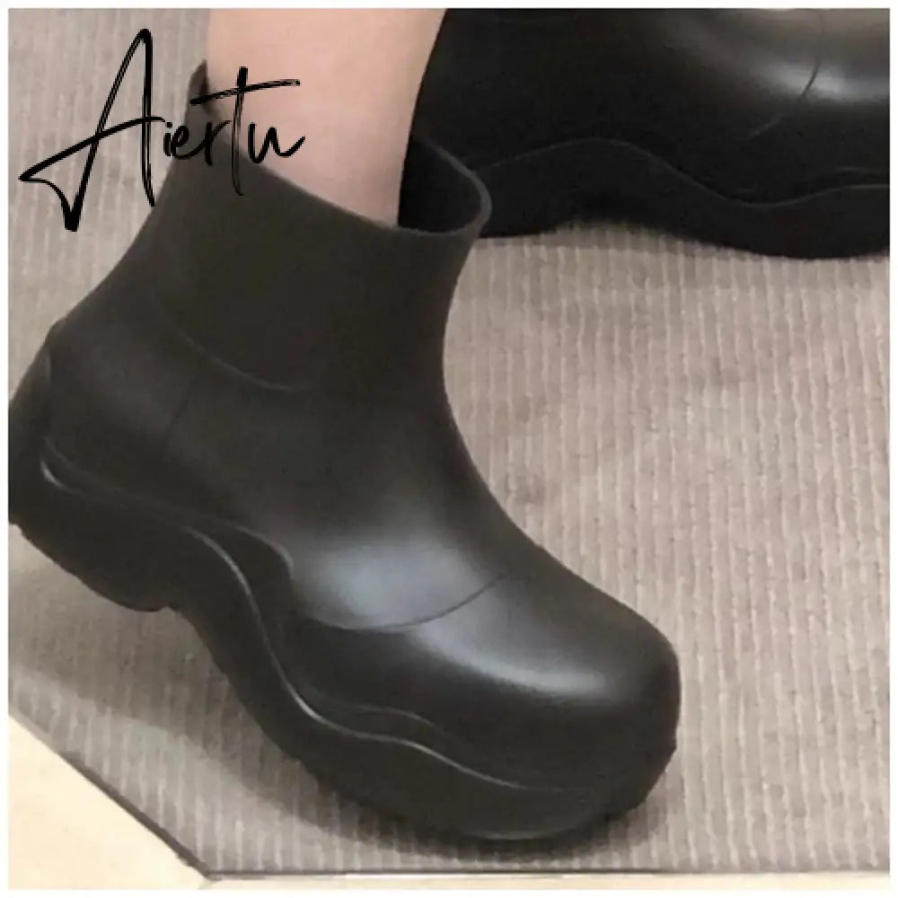 Aiertu New Brand Women Rain Boots New Rubber Ladies Walking Waterproof Ankle Rainboots Casual Thick Bottom Short Boot S Aiertu