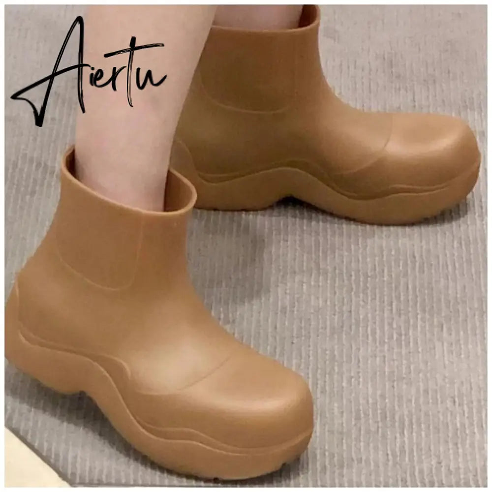 Aiertu New Brand Women Rain Boots New Rubber Ladies Walking Waterproof Ankle Rainboots Casual Thick Bottom Short Boot S Aiertu