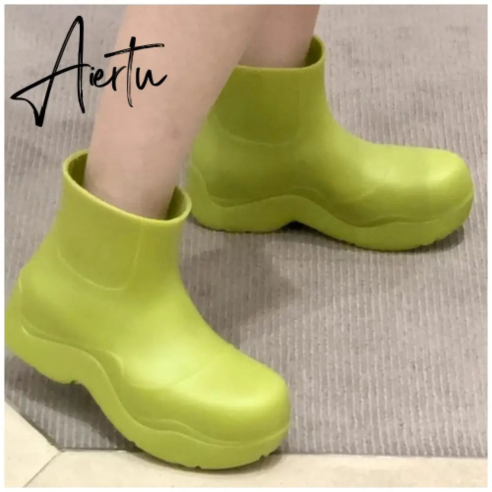 Aiertu New Brand Women Rain Boots New Rubber Ladies Walking Waterproof Ankle Rainboots Casual Thick Bottom Short Boot S Aiertu