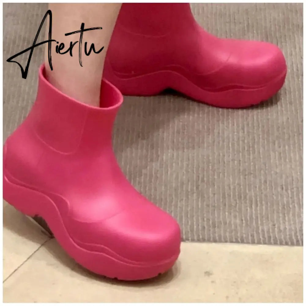 Aiertu New Brand Women Rain Boots New Rubber Ladies Walking Waterproof Ankle Rainboots Casual Thick Bottom Short Boot S Aiertu