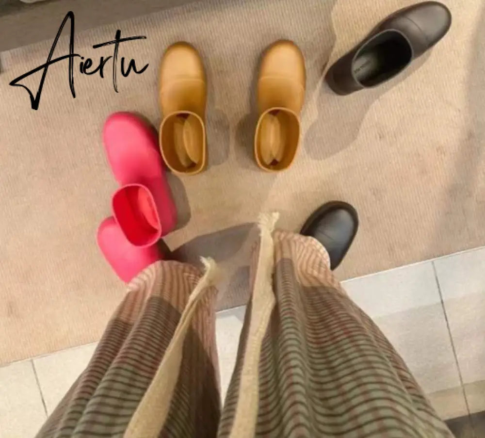 Aiertu New Brand Women Rain Boots New Rubber Ladies Walking Waterproof Ankle Rainboots Casual Thick Bottom Short Boot S Aiertu
