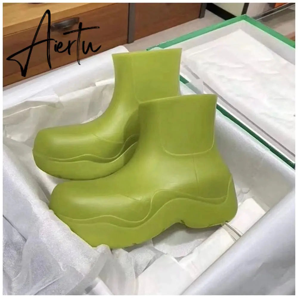 Aiertu New Brand Women Rain Boots New Rubber Ladies Walking Waterproof Ankle Rainboots Casual Thick Bottom Short Boot S Aiertu