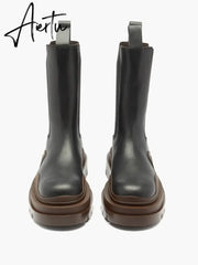 Aiertu New brown Martin boots platform high boots Chelsea boots for men and women high top boots Aiertu