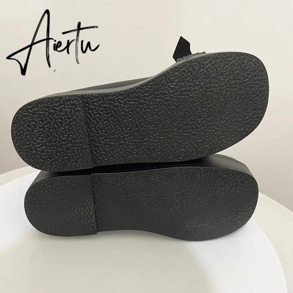Aiertu New Chunky Platform Lolita Shoes Woman Flats Sweet Heart Buckle Mary Janes Shoes Pink T-Strap Punk Gothic Cosplay Shoes 35-43 Aiertu