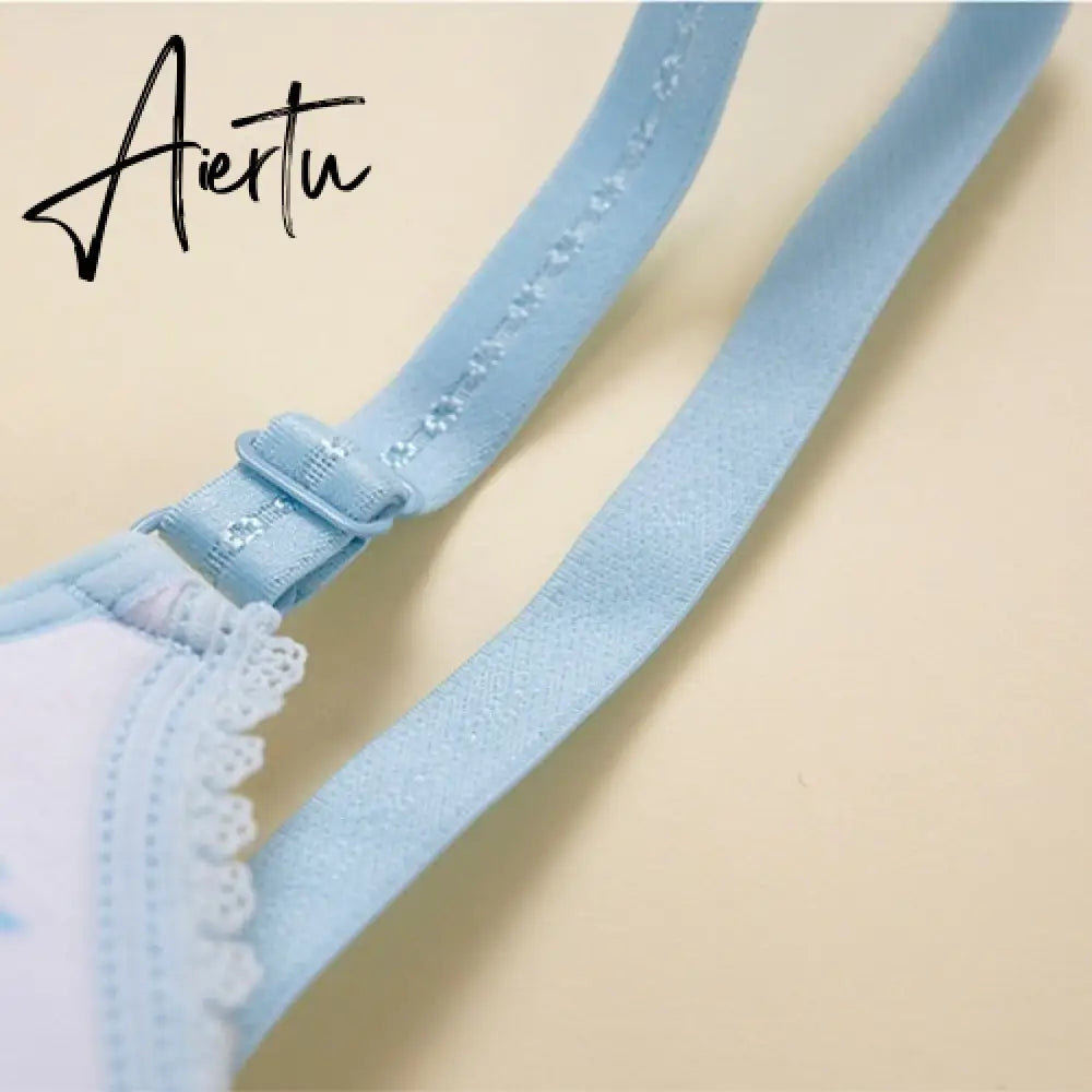 Aiertu  New Cotton Girl Underwear Top Push Up Bra Small Chest Decompression Comfortable Convenient Without Steel Ring Bra Teenage Girls Aiertu