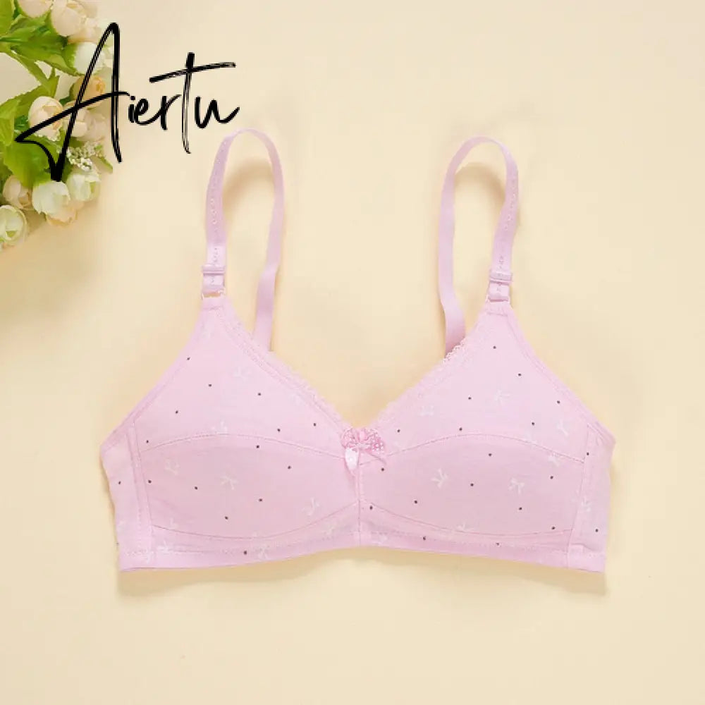 Aiertu  New Cotton Girl Underwear Top Push Up Bra Small Chest Decompression Comfortable Convenient Without Steel Ring Bra Teenage Girls Aiertu