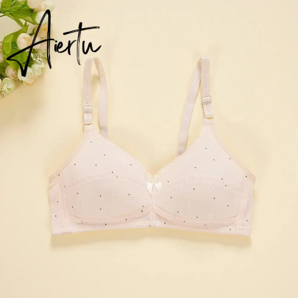 Aiertu  New Cotton Girl Underwear Top Push Up Bra Small Chest Decompression Comfortable Convenient Without Steel Ring Bra Teenage Girls Aiertu