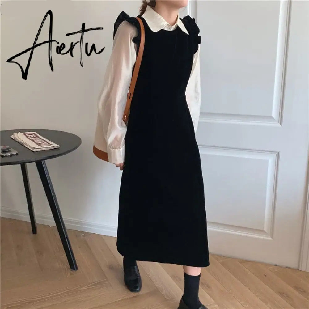 Aiertu New Design Japan Korea Style Chic Fenimine Vestidos Women Cute Outfits Ruffled White Shirt Dress Aiertu