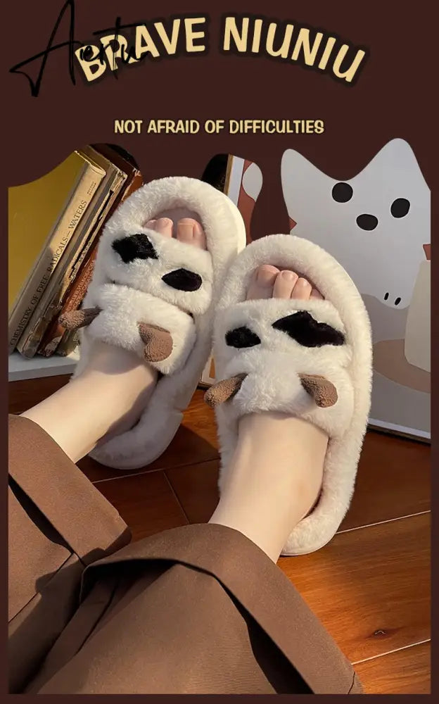 Aiertu New Design Women Winter House Furry Slippers Couple Fluffy Fur Home Slides Flat Indoor Floor Shoes Ladies Cute Flip Flops Aiertu