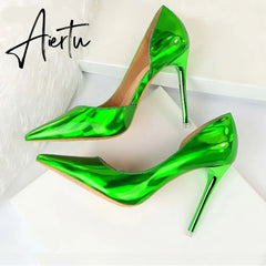 Aiertu New Fashion Patent Leather Office Pumps High Heels Shoes Women Sexy Pointed toe Shallow Party Wedding Shoes Aiertu