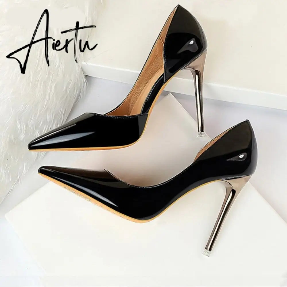 Aiertu New Fashion Patent Leather Office Pumps High Heels Shoes Women Sexy Pointed toe Shallow Party Wedding Shoes Aiertu