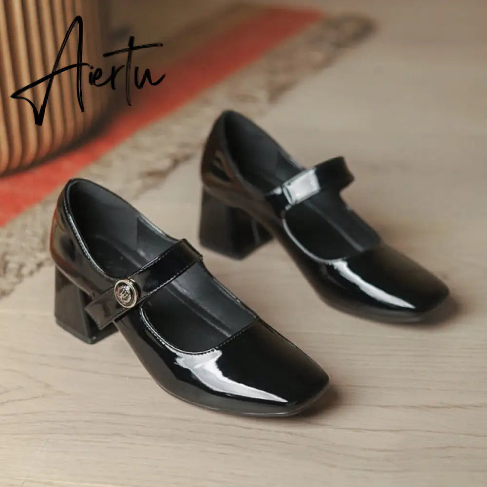 Aiertu New Mary Jane Women's Pumps Shoes Loafers Leather Vintage Japanese Style Girls Student College Costume Casual Shoes Autumn Aiertu