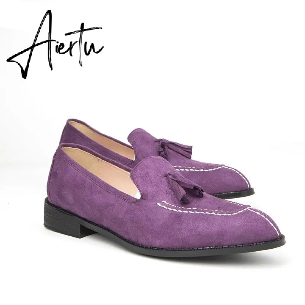 Aiertu New Men Shoes Low Heel Fringe Shoes Dress Shoes Brogue Shoes Spring Ankle Boots Vintage Classic Male Casual Yk294 Aiertu