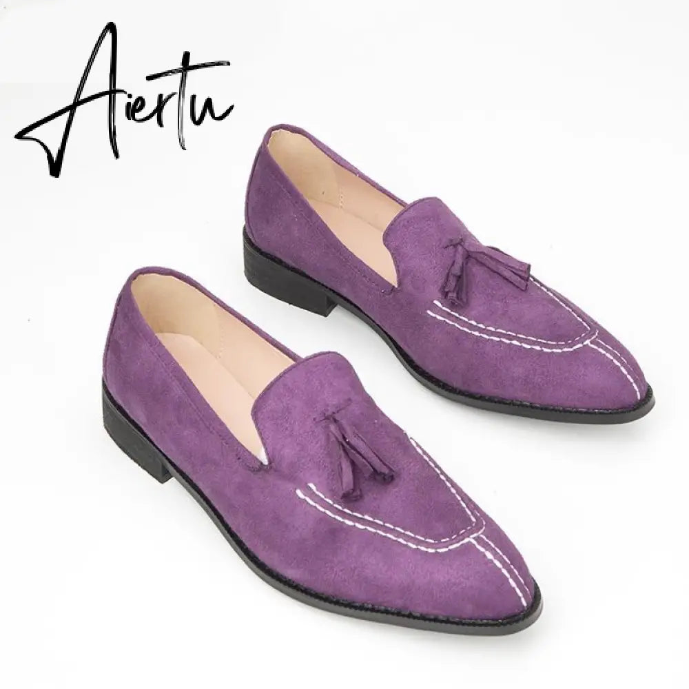 Aiertu New Men Shoes Low Heel Fringe Shoes Dress Shoes Brogue Shoes Spring Ankle Boots Vintage Classic Male Casual Yk294 Aiertu