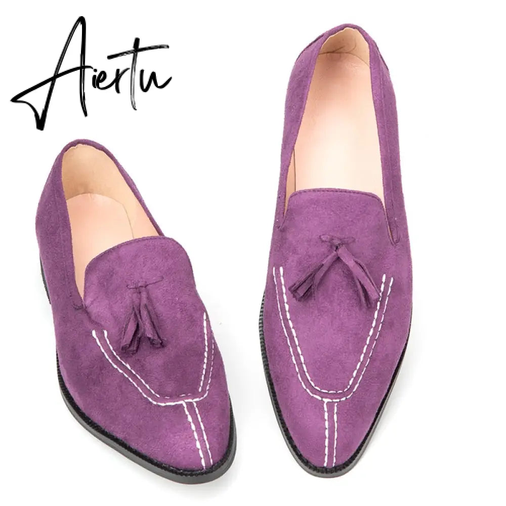 Aiertu New Men Shoes Low Heel Fringe Shoes Dress Shoes Brogue Shoes Spring Ankle Boots Vintage Classic Male Casual Yk294 Aiertu