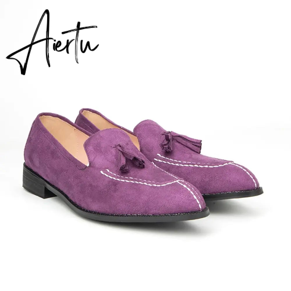 Aiertu New Men Shoes Low Heel Fringe Shoes Dress Shoes Brogue Shoes Spring Ankle Boots Vintage Classic Male Casual Yk294 Aiertu