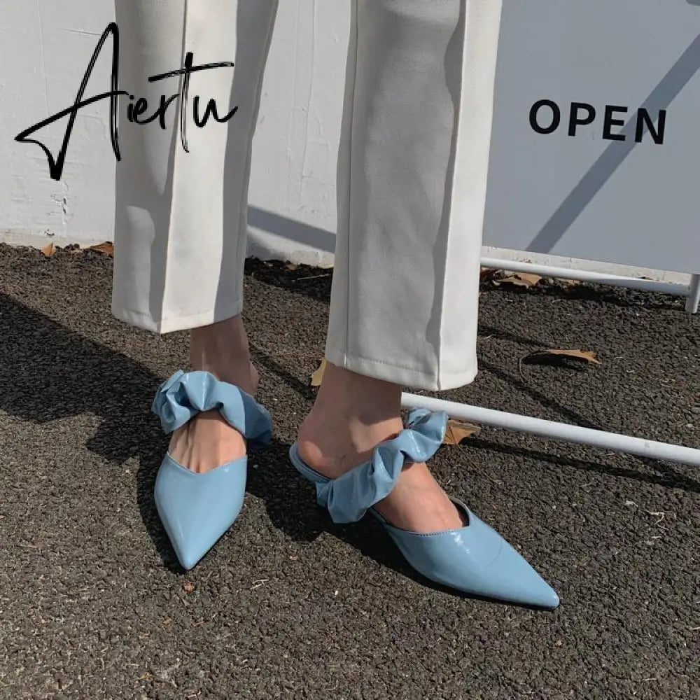 Aiertu New Pointed Toe Stiletto Heel Closed Toe Lazy Women's Sandals Aiertu