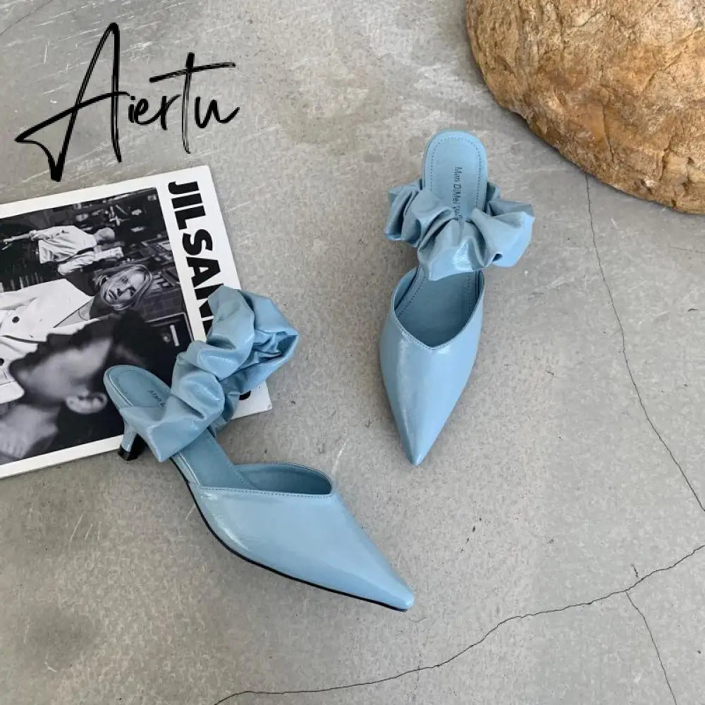 Aiertu New Pointed Toe Stiletto Heel Closed Toe Lazy Women's Sandals Aiertu