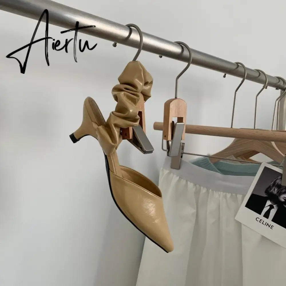 Aiertu New Pointed Toe Stiletto Heel Closed Toe Lazy Women's Sandals Aiertu