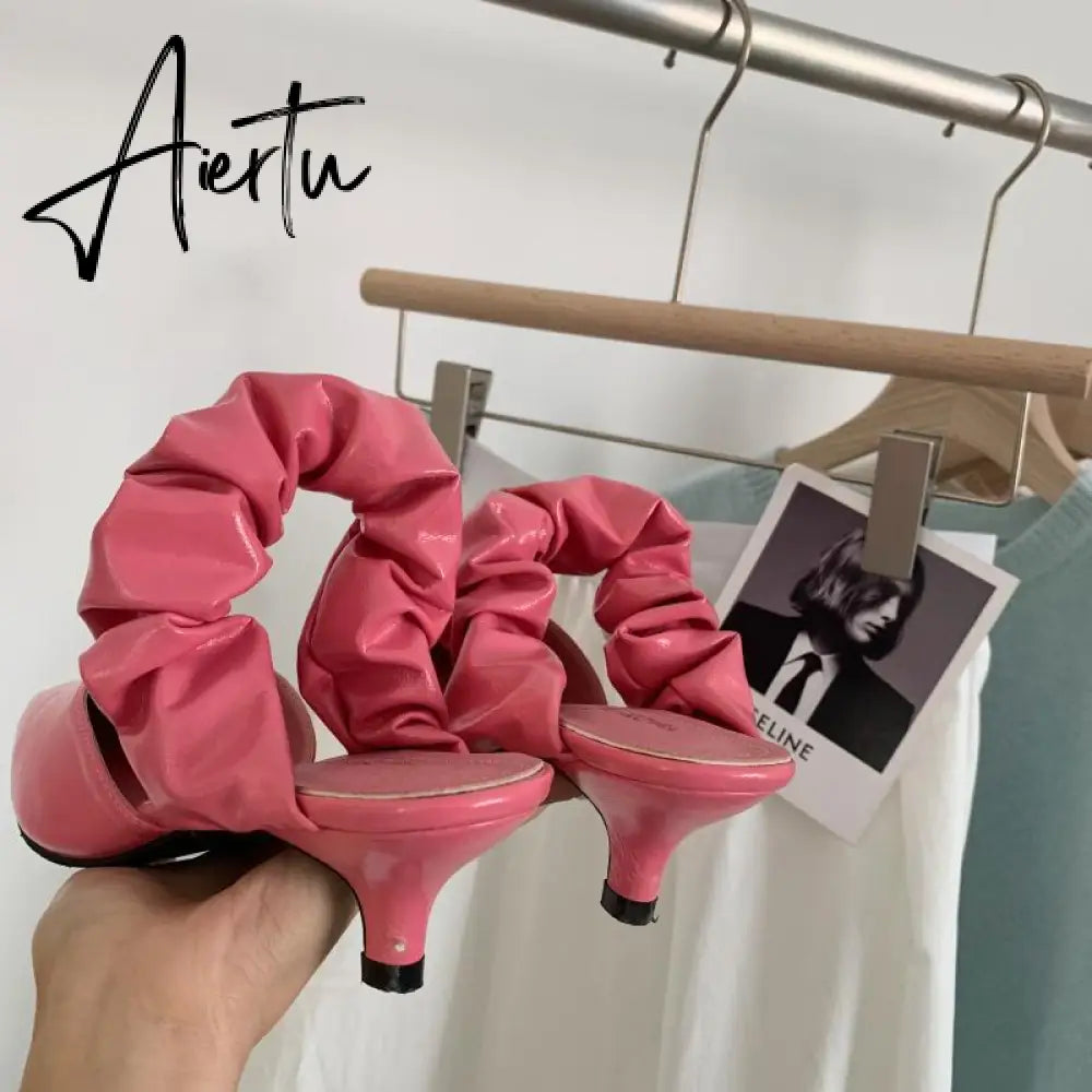 Aiertu New Pointed Toe Stiletto Heel Closed Toe Lazy Women's Sandals Aiertu