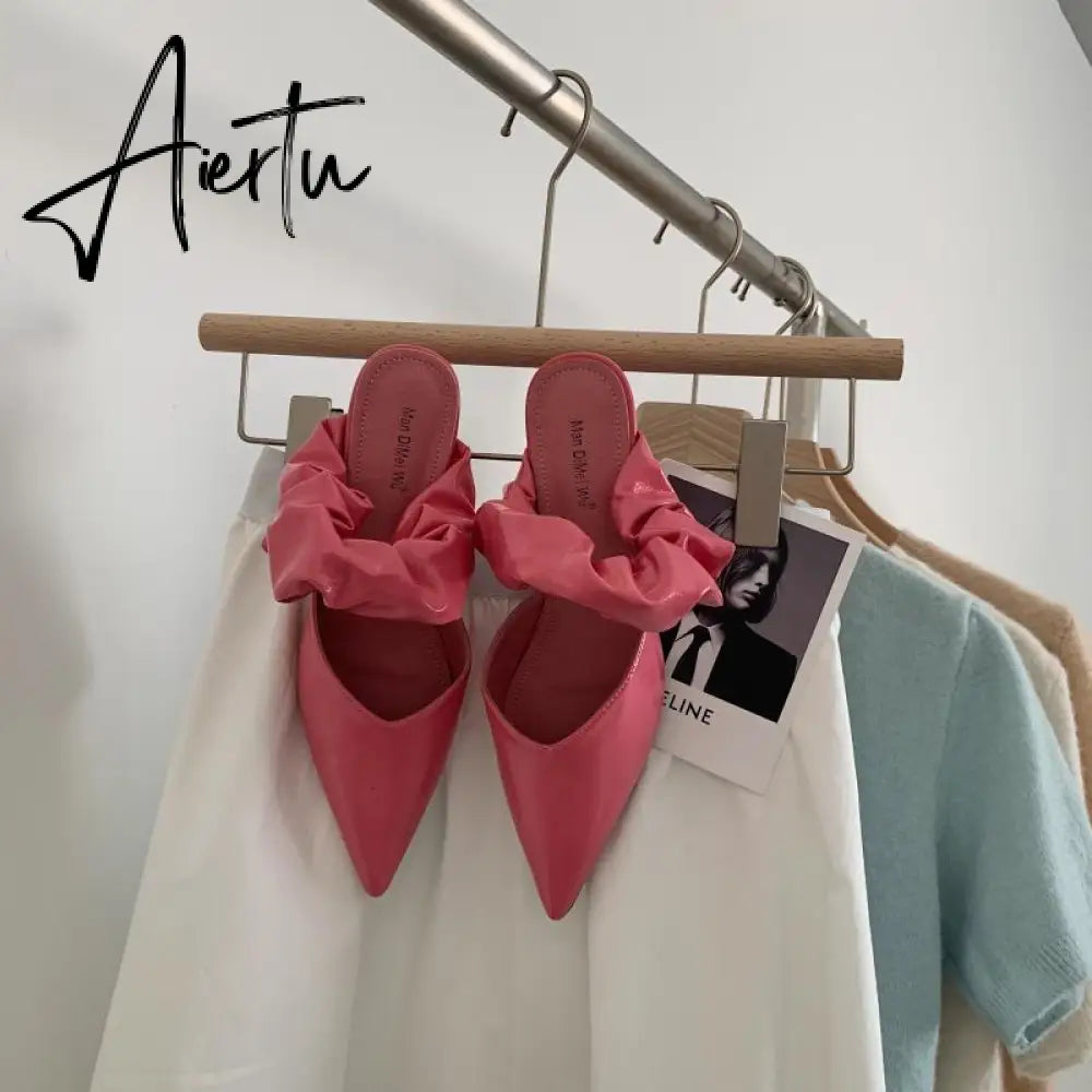 Aiertu New Pointed Toe Stiletto Heel Closed Toe Lazy Women's Sandals Aiertu