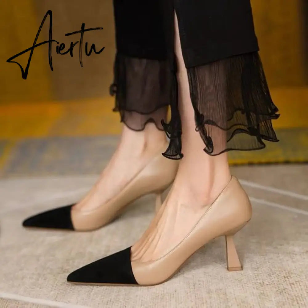 Aiertu New Spring Autumn Pointed Toe Basic Pumps Women Shollow 6cm High Heels  Fashion Mixed colors Party Ladies Shoes Size 34 Aiertu