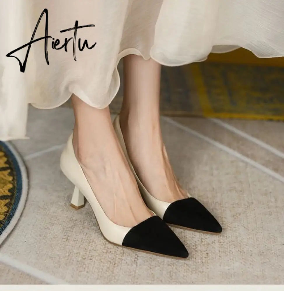 Aiertu New Spring Autumn Pointed Toe Basic Pumps Women Shollow 6cm High Heels  Fashion Mixed colors Party Ladies Shoes Size 34 Aiertu