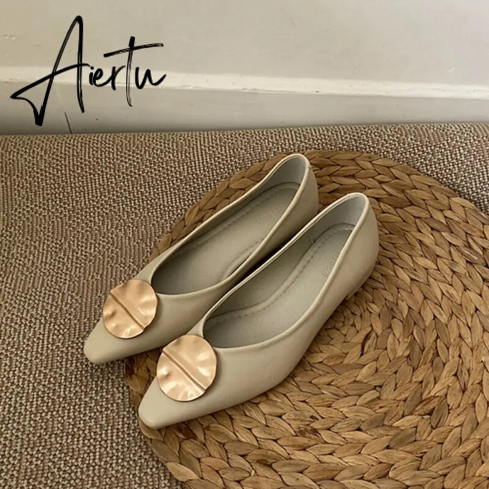 Aiertu New Spring Flats Ballerina Shoes Fashion Brand Pointed Toe Shallow Slip On Flat Ballet Shoes Female Loafer Zapato Aiertu