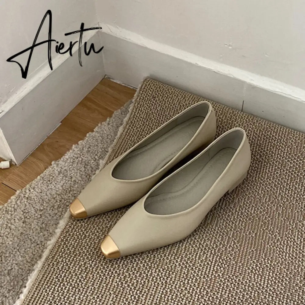 Aiertu New Spring Flats Ballerina Shoes Fashion Brand Pointed Toe Shallow Slip On Flat Ballet Shoes Female Loafer Zapato Aiertu