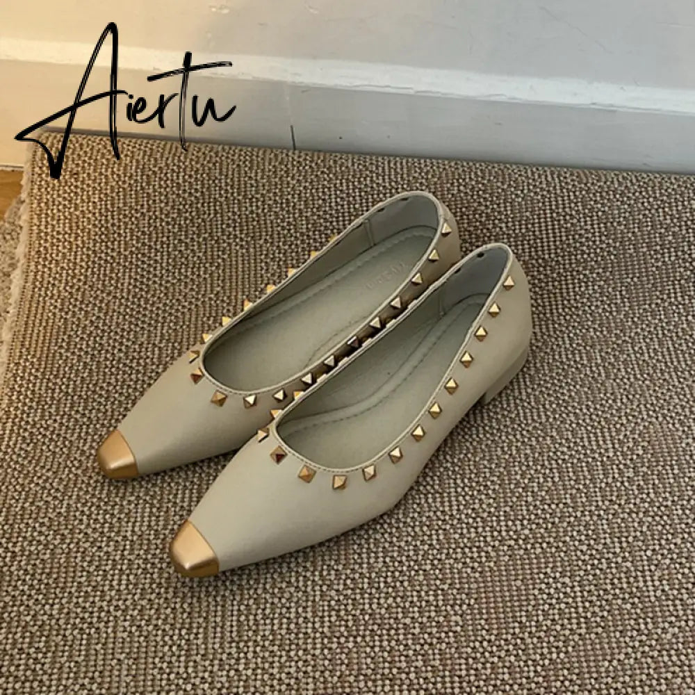 Aiertu New Spring Flats Ballerina Shoes Fashion Brand Pointed Toe Shallow Slip On Flat Ballet Shoes Female Loafer Zapato Aiertu