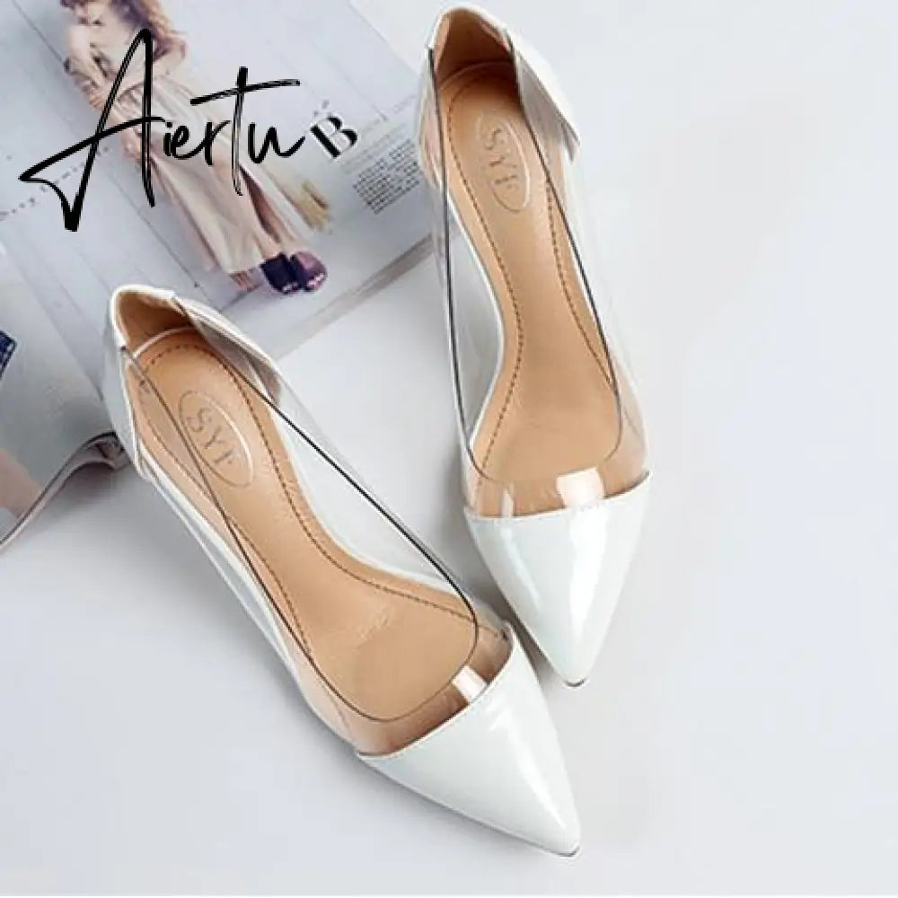 Aiertu New Women Pumps PVC Transparent High Heels Sexy Pointed Toe Leopard Grain Party Shoes Lady Thin Heels Pumps Size 40 Aiertu