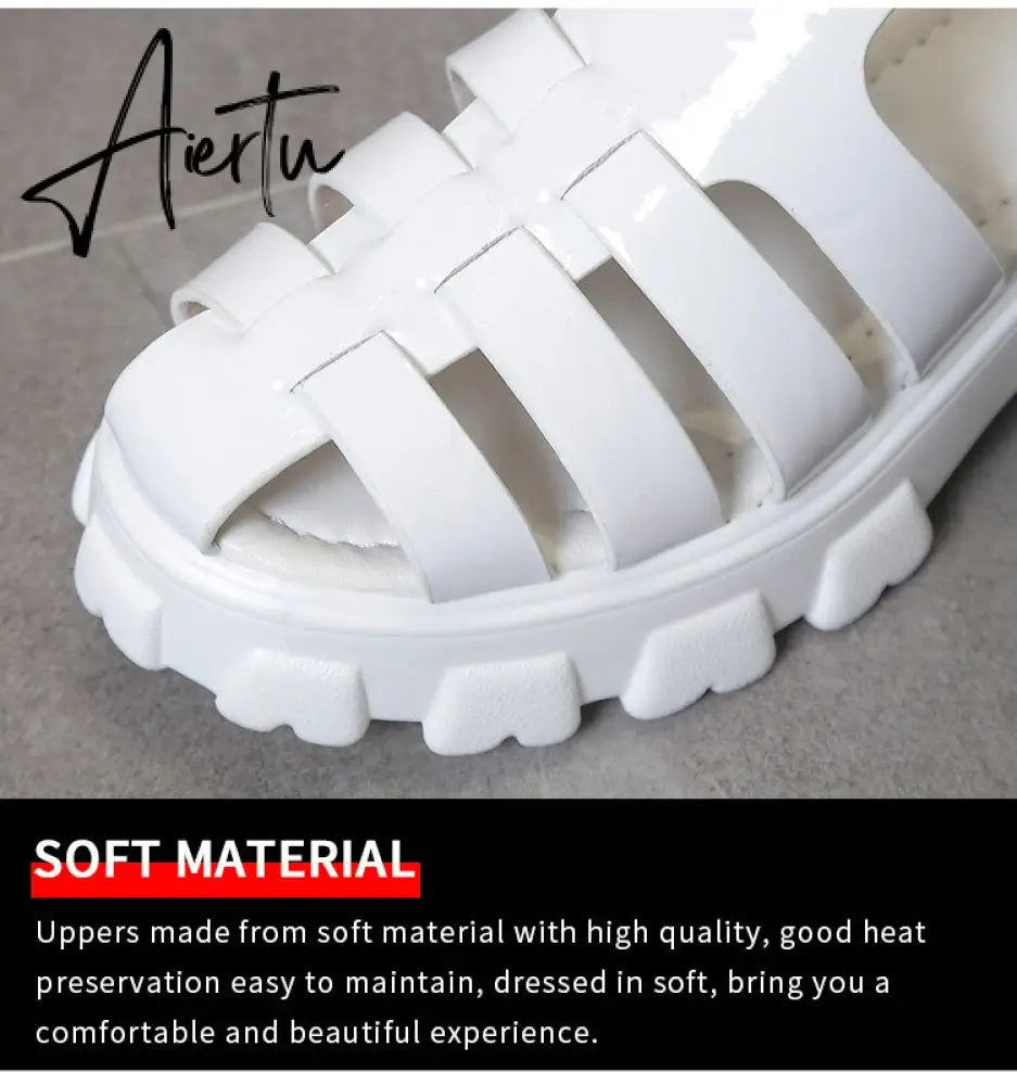 Aiertu New Women's Sandals Summer Breathable and Comfortable Designer Toe Sandals Thick Bottom Waterproof Platform Roman Sandals Aiertu