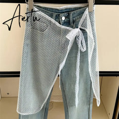 Aiertu  One Piece Korean Floral Embroidery Lace Layering Wearing Single Piece With Half Body Gauze Skirt Butt Curtain Inside Aiertu