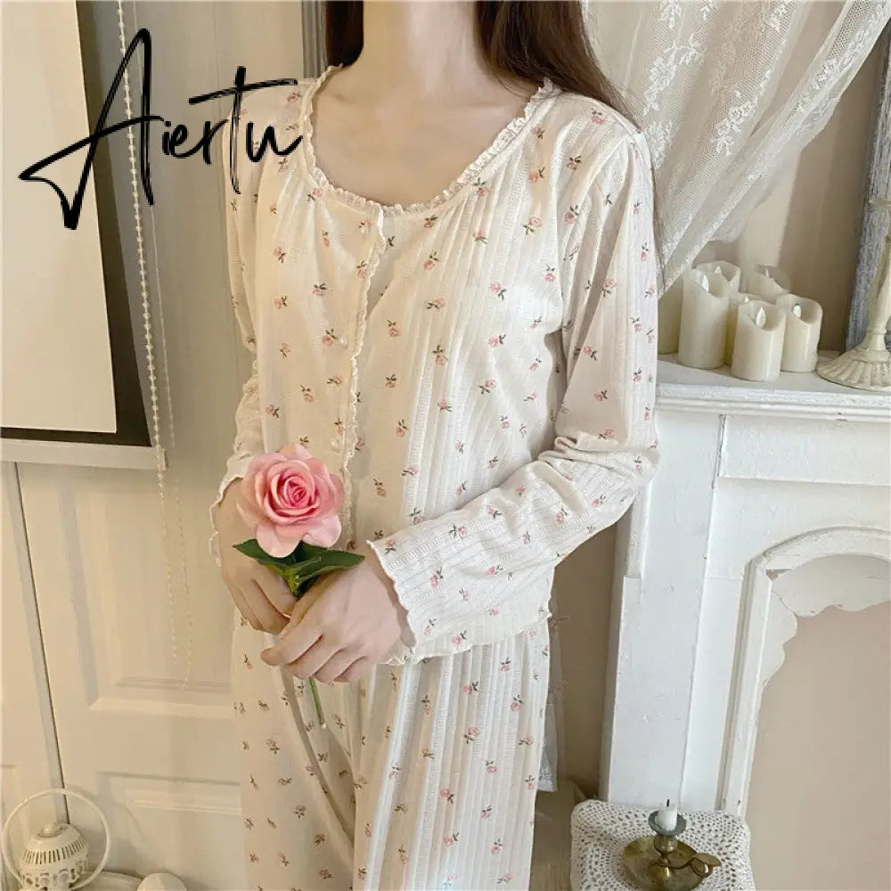 Aiertu Pajama Three Piece Set Print Camisole Cardigan with Chest Pad Trousers Homewear Women's Spring Summer Mori Girl Style Aiertu