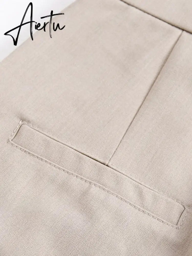Aiertu  Patchwork Asymmetrical Wide Leg Pants For Women High Waist Black Loose Trousers Female Spring Clothing Style Aiertu