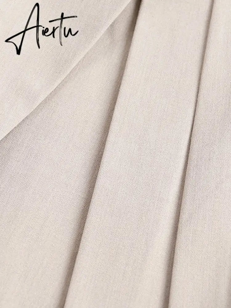 Aiertu  Patchwork Asymmetrical Wide Leg Pants For Women High Waist Black Loose Trousers Female Spring Clothing Style Aiertu