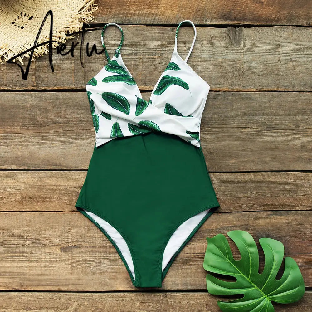 Aiertu Pink Floral One-Piece Swimsuit Women High Leg Cut Sexy Monokini Bathing Suits New Girls Beach Bathing Suit Swimwear Aiertu
