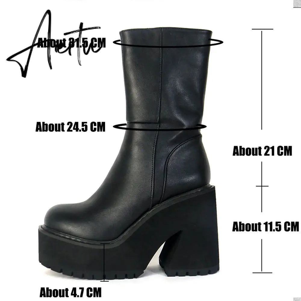 Aiertu Platform Ankle Boots Shoes For Women Goth Gothic Fashion Mid Calf Ankle Women's Boots Female  Winter Brand INS Free Shipping Aiertu